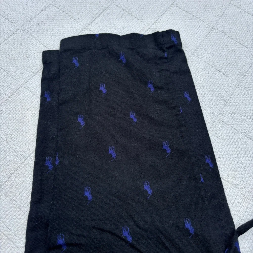 Men's Small POLO Ralph Lauren Black Blue All Over Pony Logo Flannel Lounge Pants